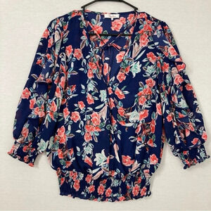 Parker Floral Ruffle Sleeve Wrap Top size Small